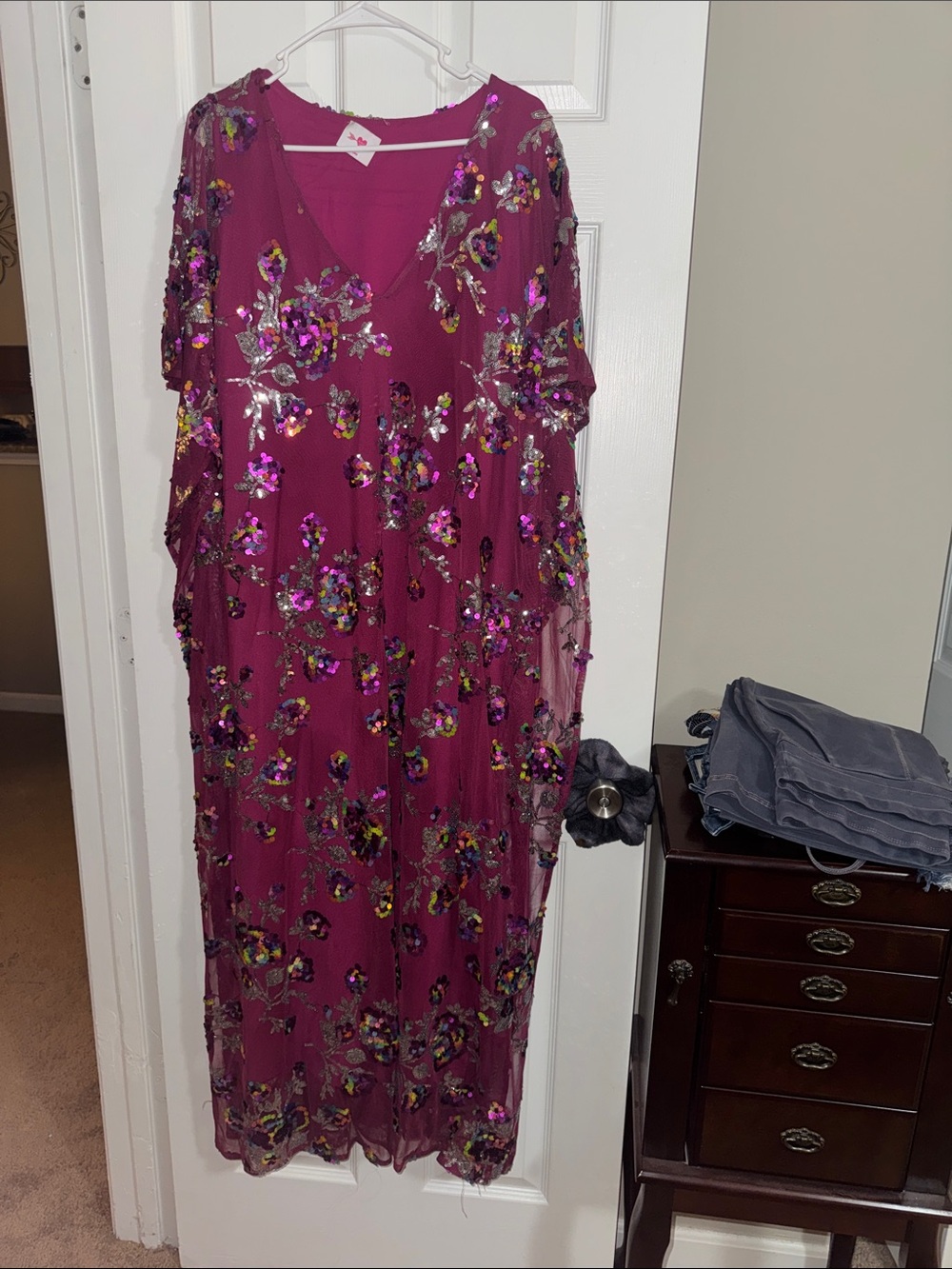Buddy Love Fuchsia Sequin Floral Maxi Dress